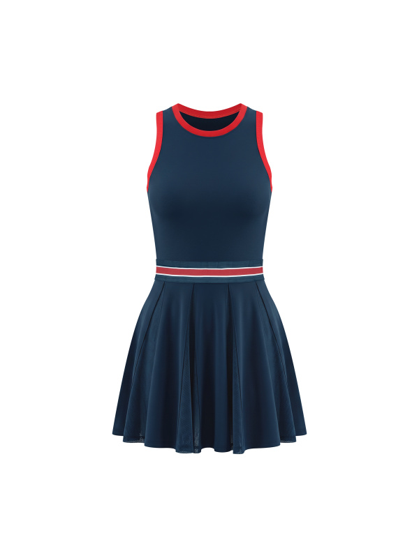 Women's Color Block A-Line Sleeveless Dress