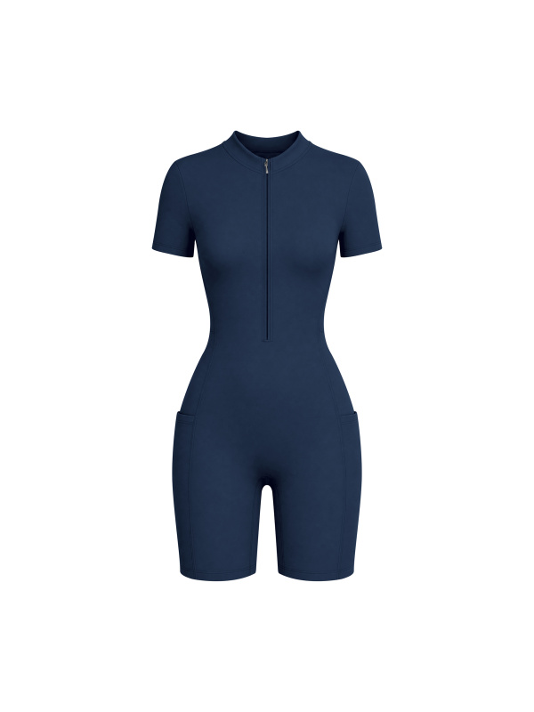 Women's Quarter-Zip Short Sleeve Romper