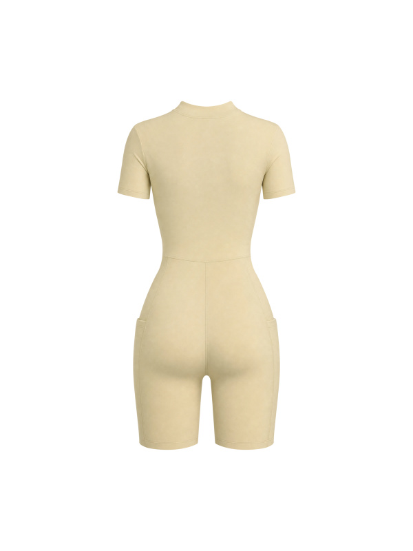 Women's Quarter-Zip Short Sleeve Romper