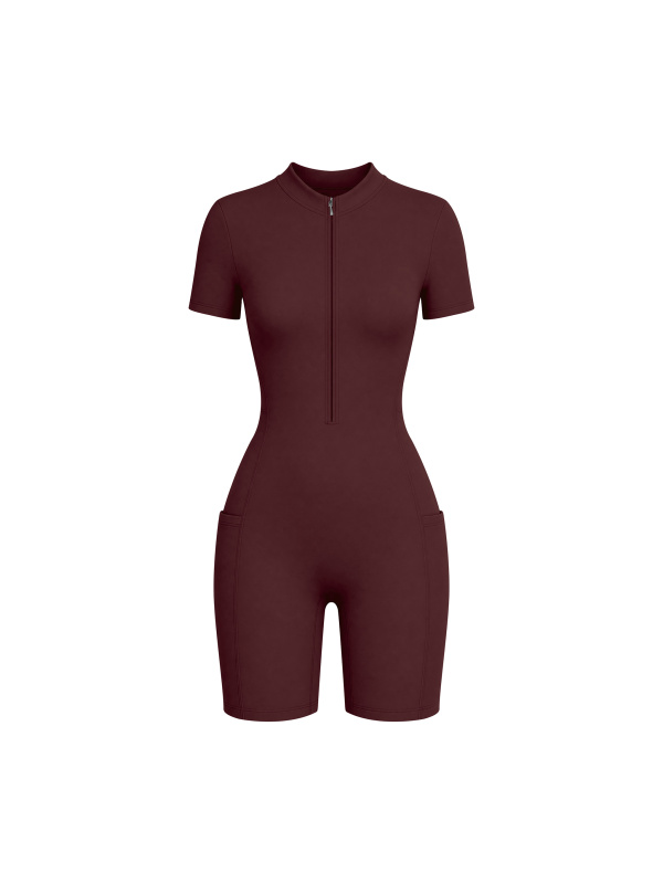 Women's Quarter-Zip Short Sleeve Romper