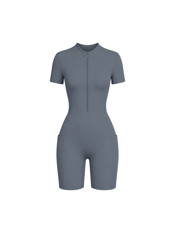 Women's Quarter-Zip Short Sleeve Romper