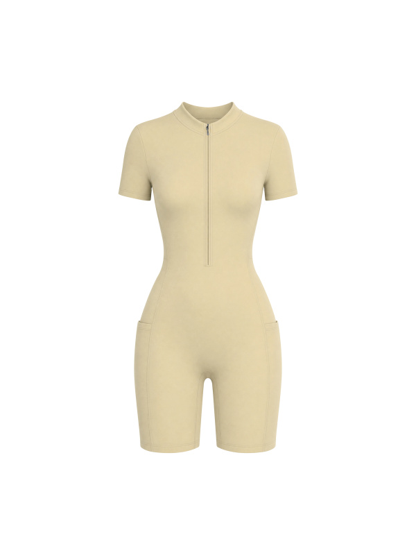 Women's Quarter-Zip Short Sleeve Romper
