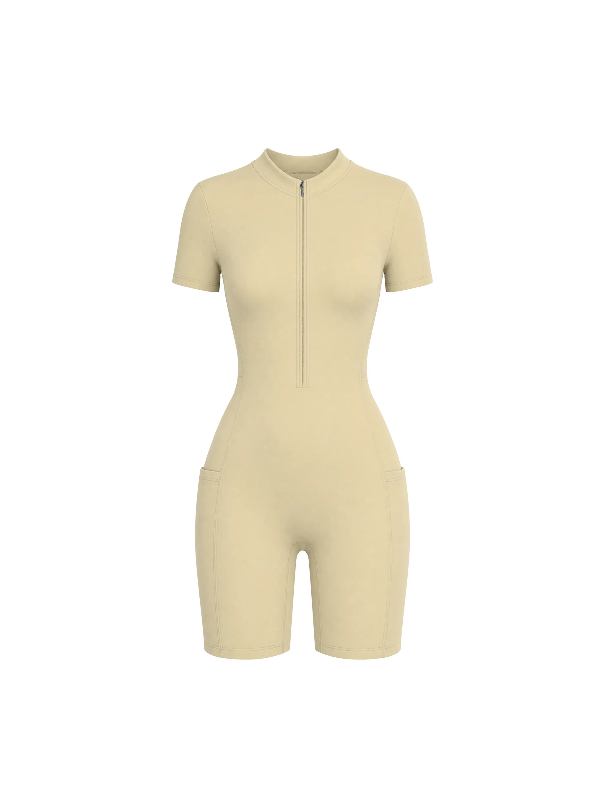 Women's Quarter-Zip Short Sleeve Romper