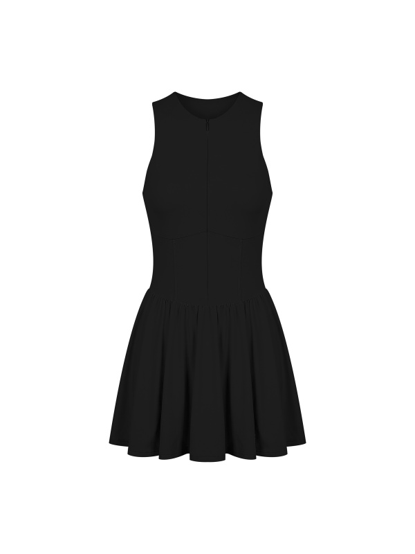 Women’s Ruched Sleeveless Full-Zip Dress