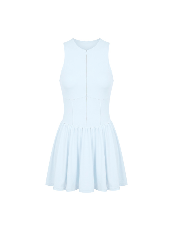 Women’s Ruched Sleeveless Full-Zip Dress