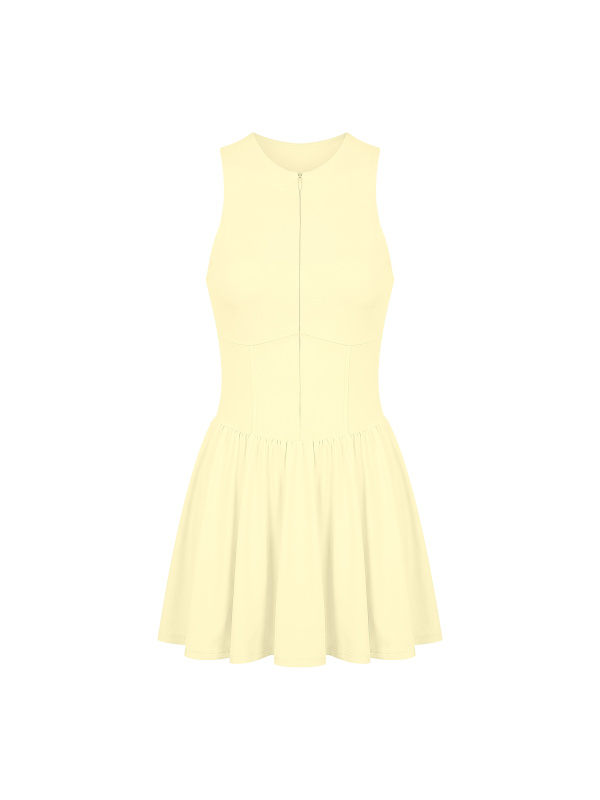 Women’s Ruched Sleeveless Full-Zip Dress