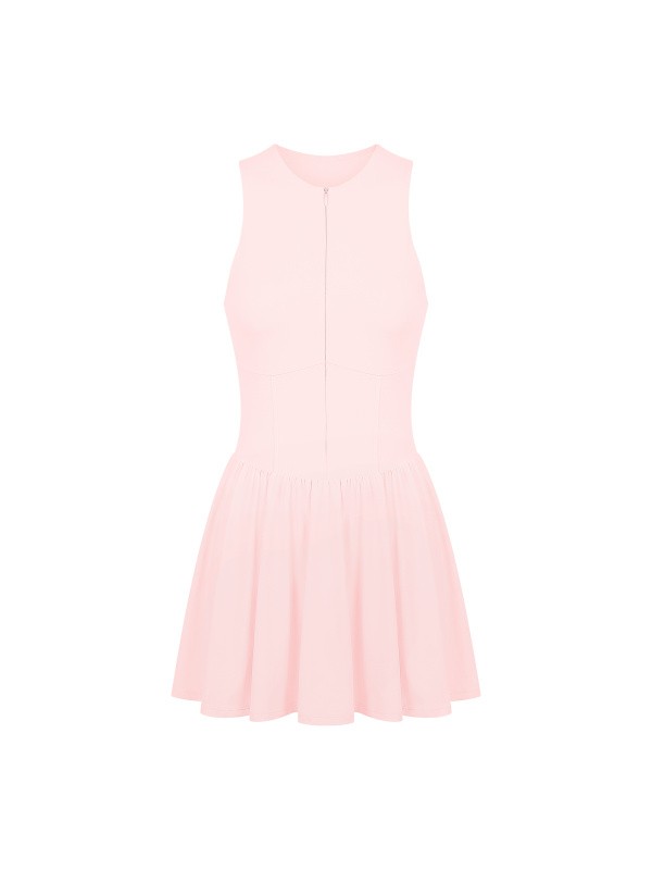 Women’s Ruched Sleeveless Full-Zip Dress