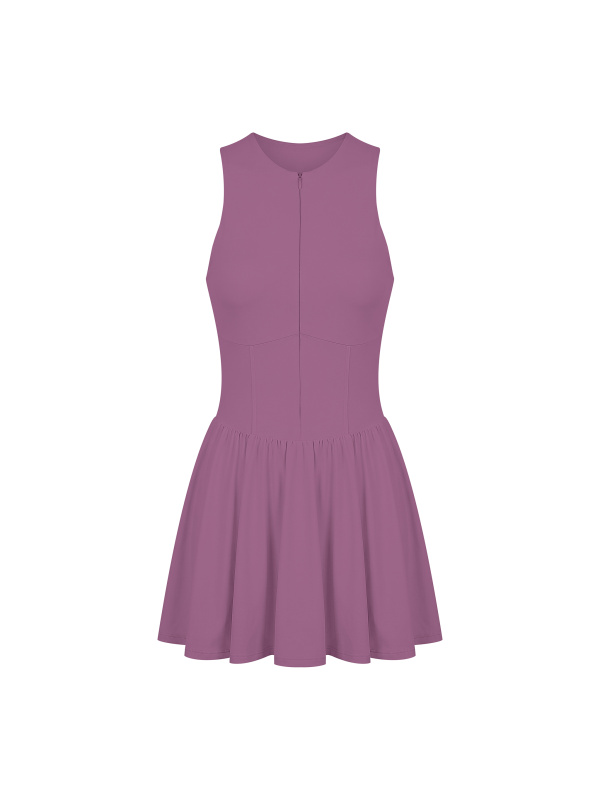 Women’s Ruched Sleeveless Full-Zip Dress