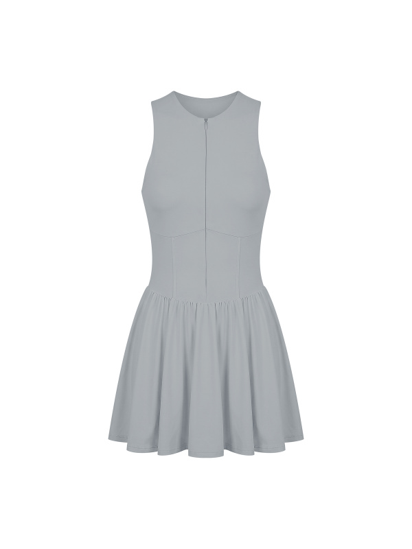 Women’s Ruched Sleeveless Full-Zip Dress