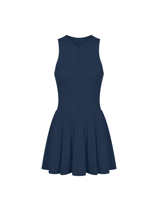 Women’s Ruched Sleeveless Full-Zip Dress