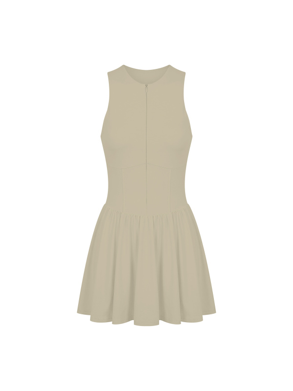 Women’s Ruched Sleeveless Full-Zip Dress