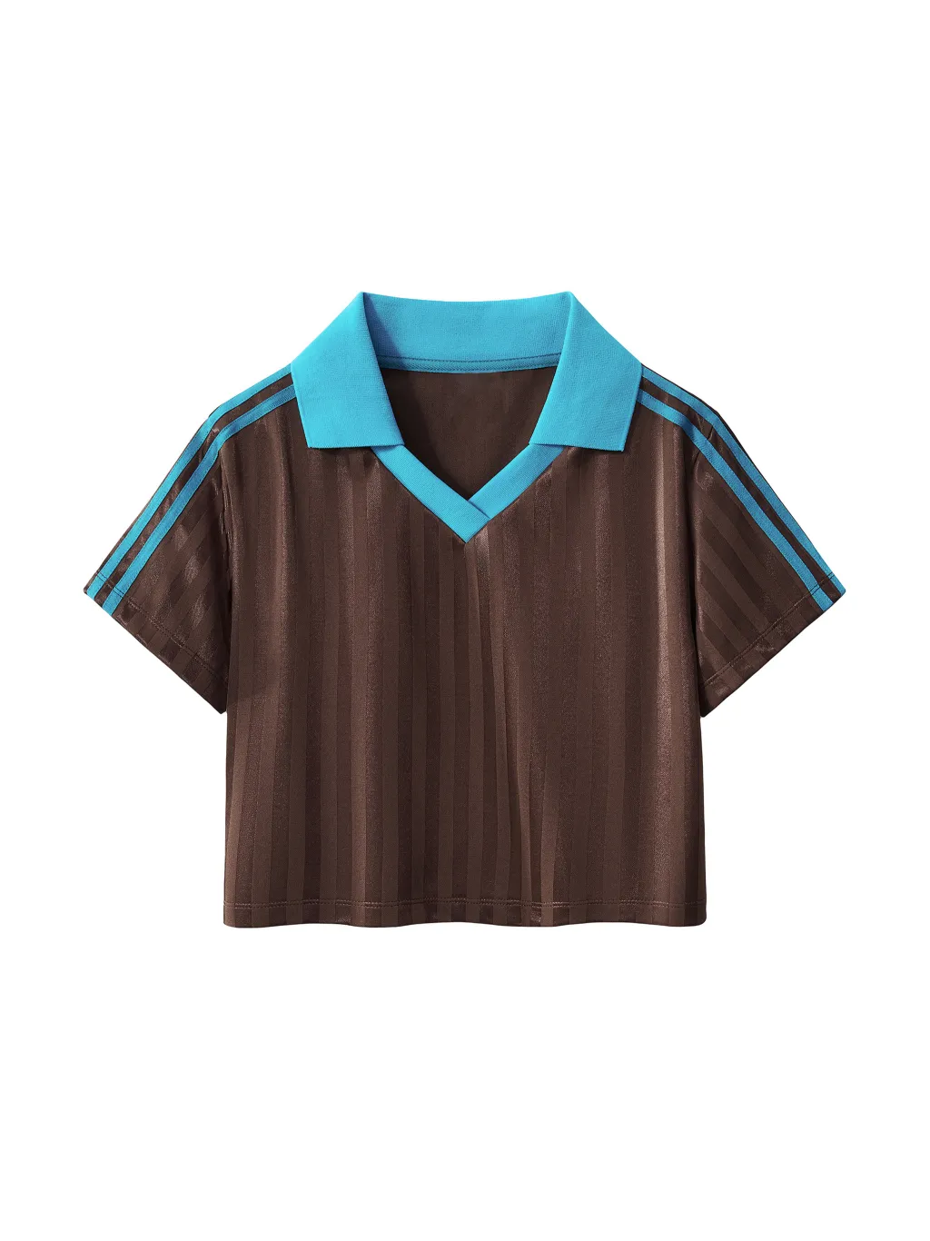 Contrast Collar Striped Cropped Jersey