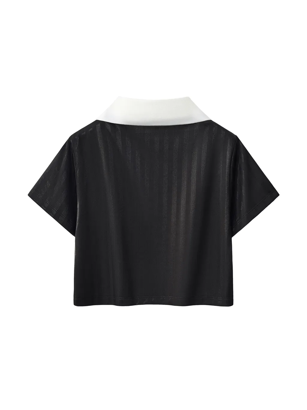 Contrast Collar Striped Cropped Jersey