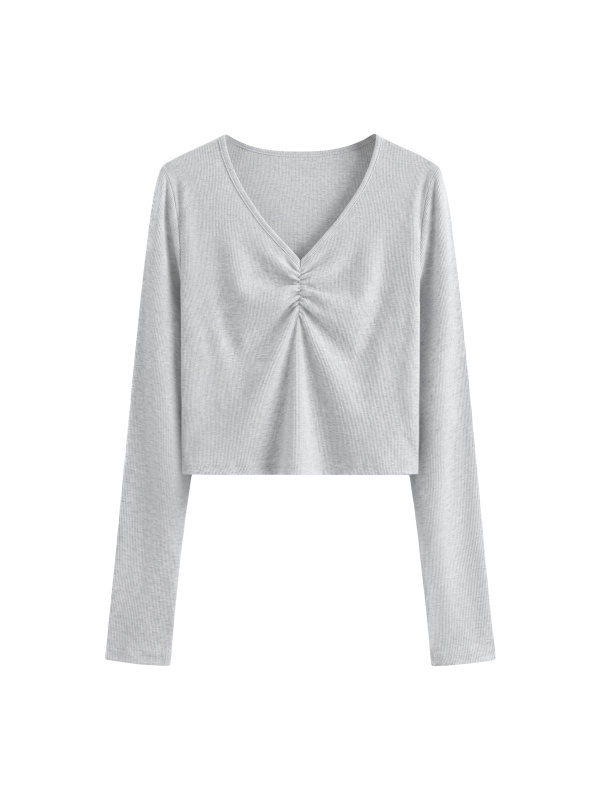 Women's Ruched Long Sleeve Crop T-Shirt
