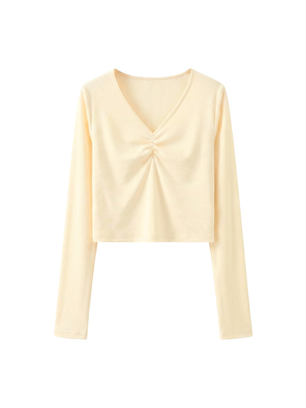 Women's Ruched Long Sleeve Crop T-Shirt