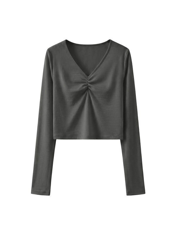 Women's Ruched Long Sleeve Crop T-Shirt