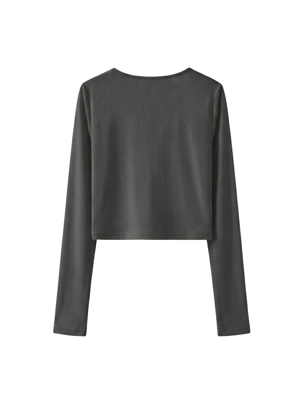 Women's Ruched Long Sleeve Crop T-Shirt