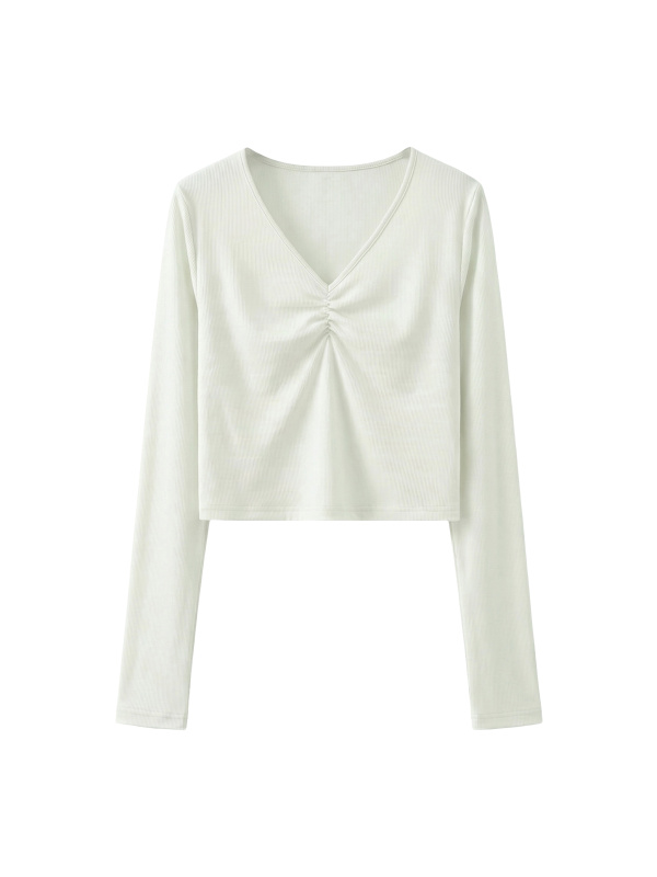 Women's Ruched Long Sleeve Crop T-Shirt