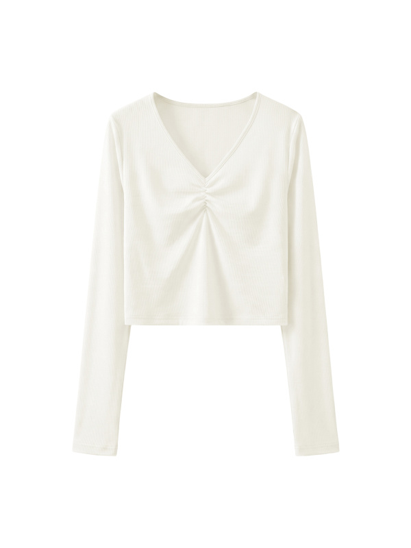 Women's Ruched Long Sleeve Crop T-Shirt