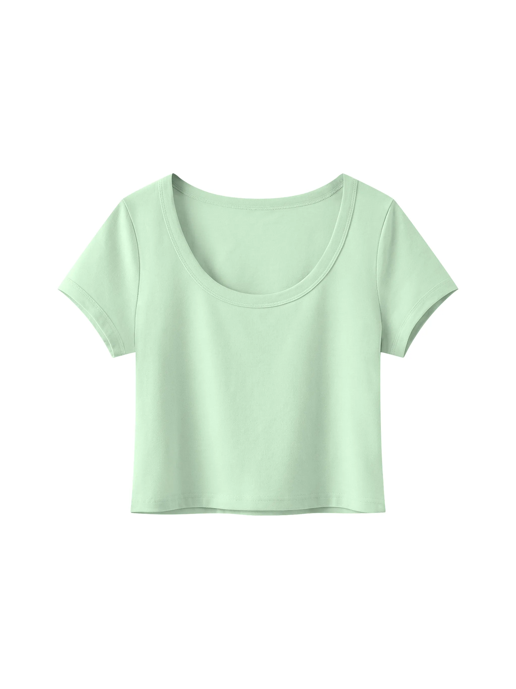 Women's Solid Color Slim Crop T-Shirt