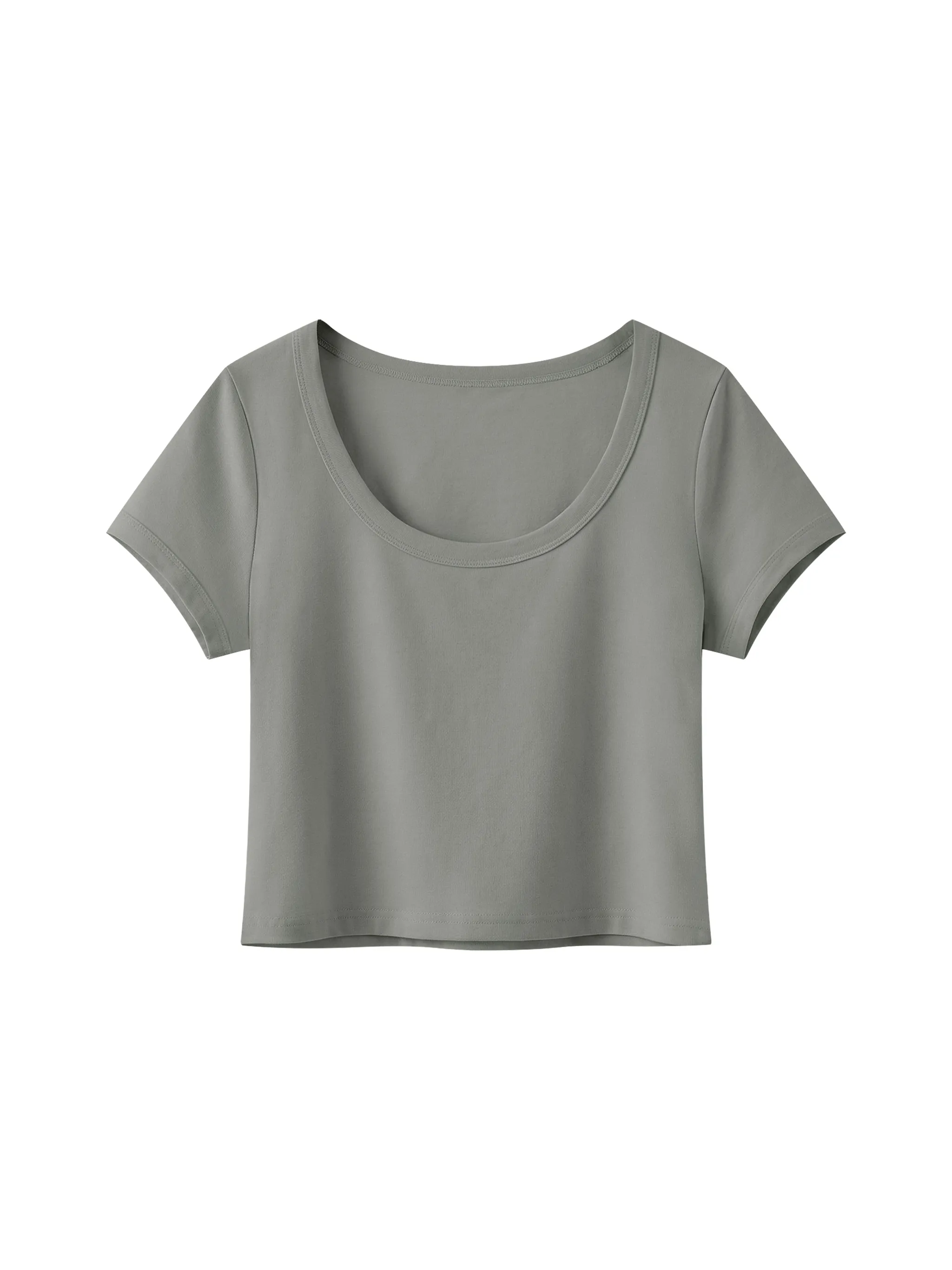Women's Solid Color Slim Crop T-Shirt