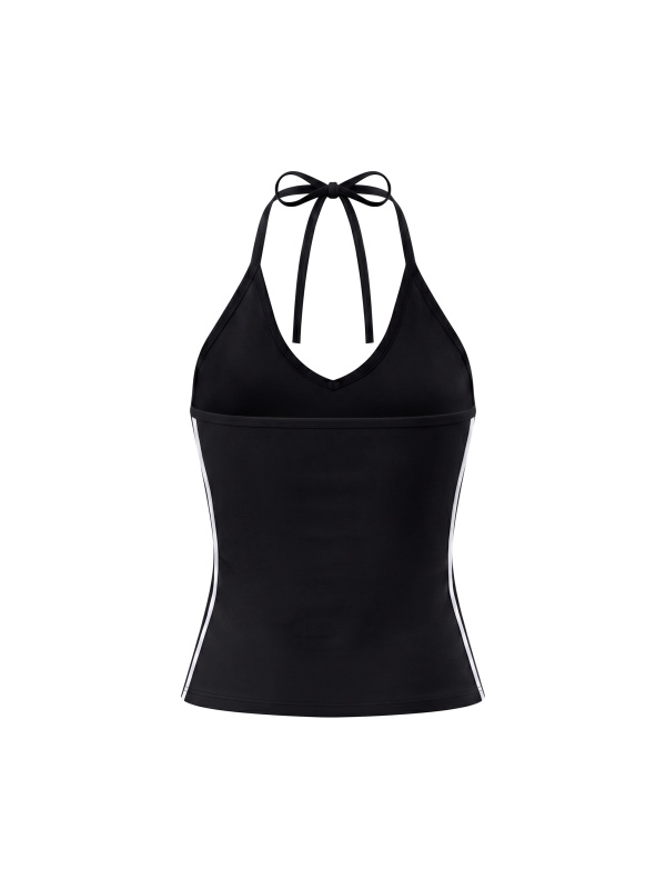 Women's Color Block Halter Crop Tank Top