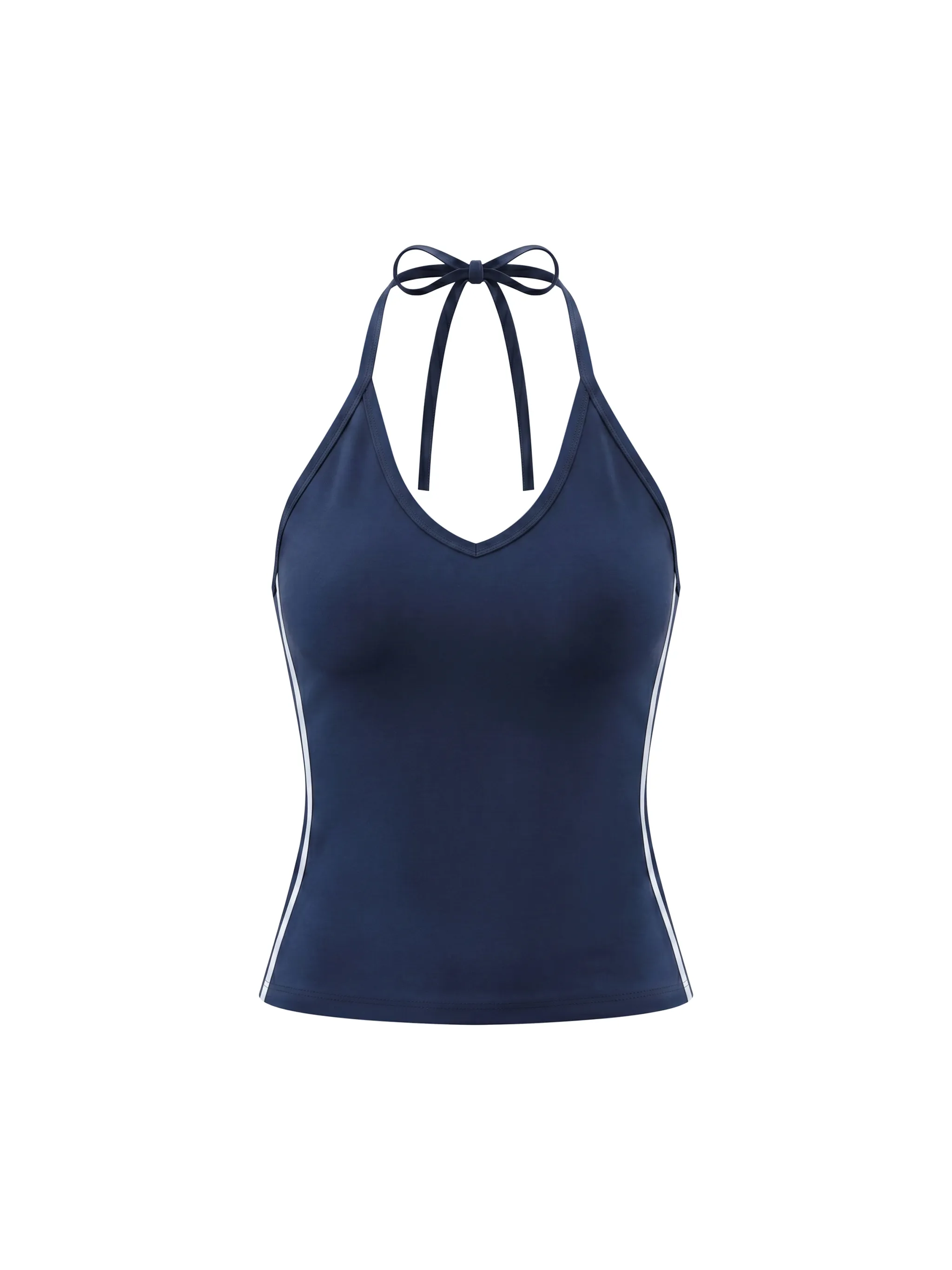 Women's Color Block Halter Crop Tank Top