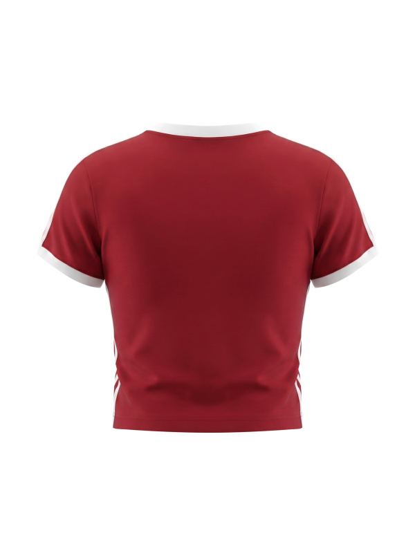 Women's Retro Binding V-Neck Crop T-Shirt