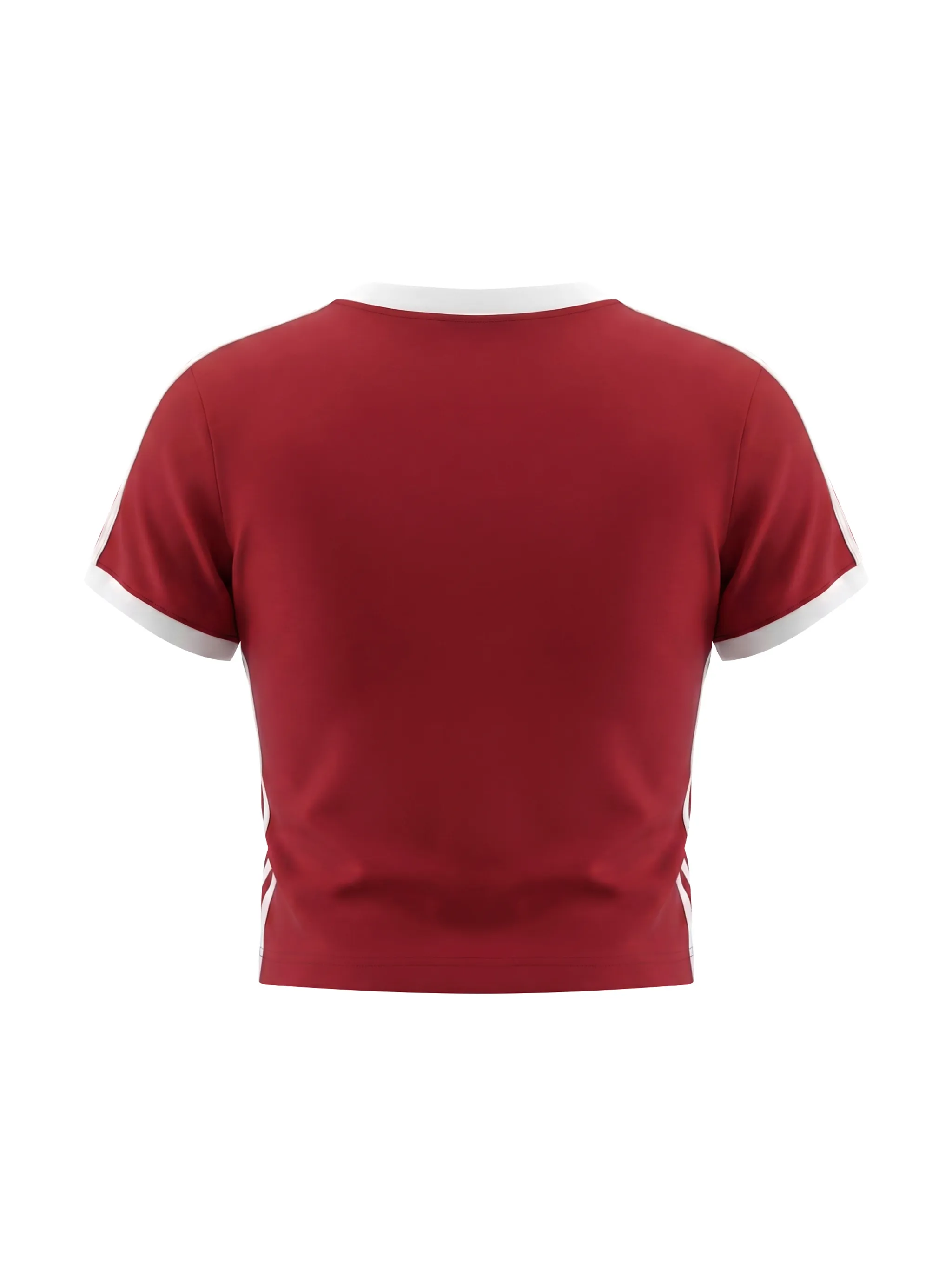 Women's Retro Binding V-Neck Crop T-Shirt