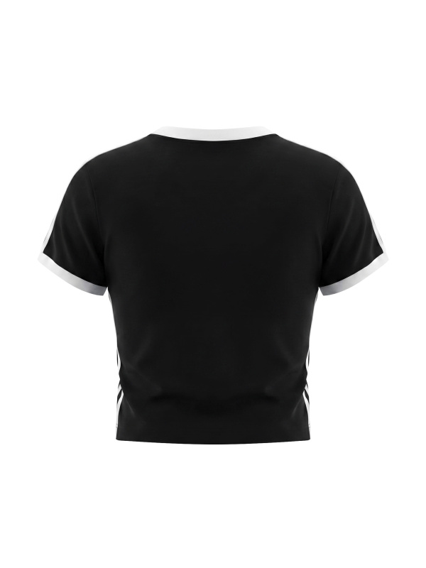 Women's Retro Binding V-Neck Crop T-Shirt
