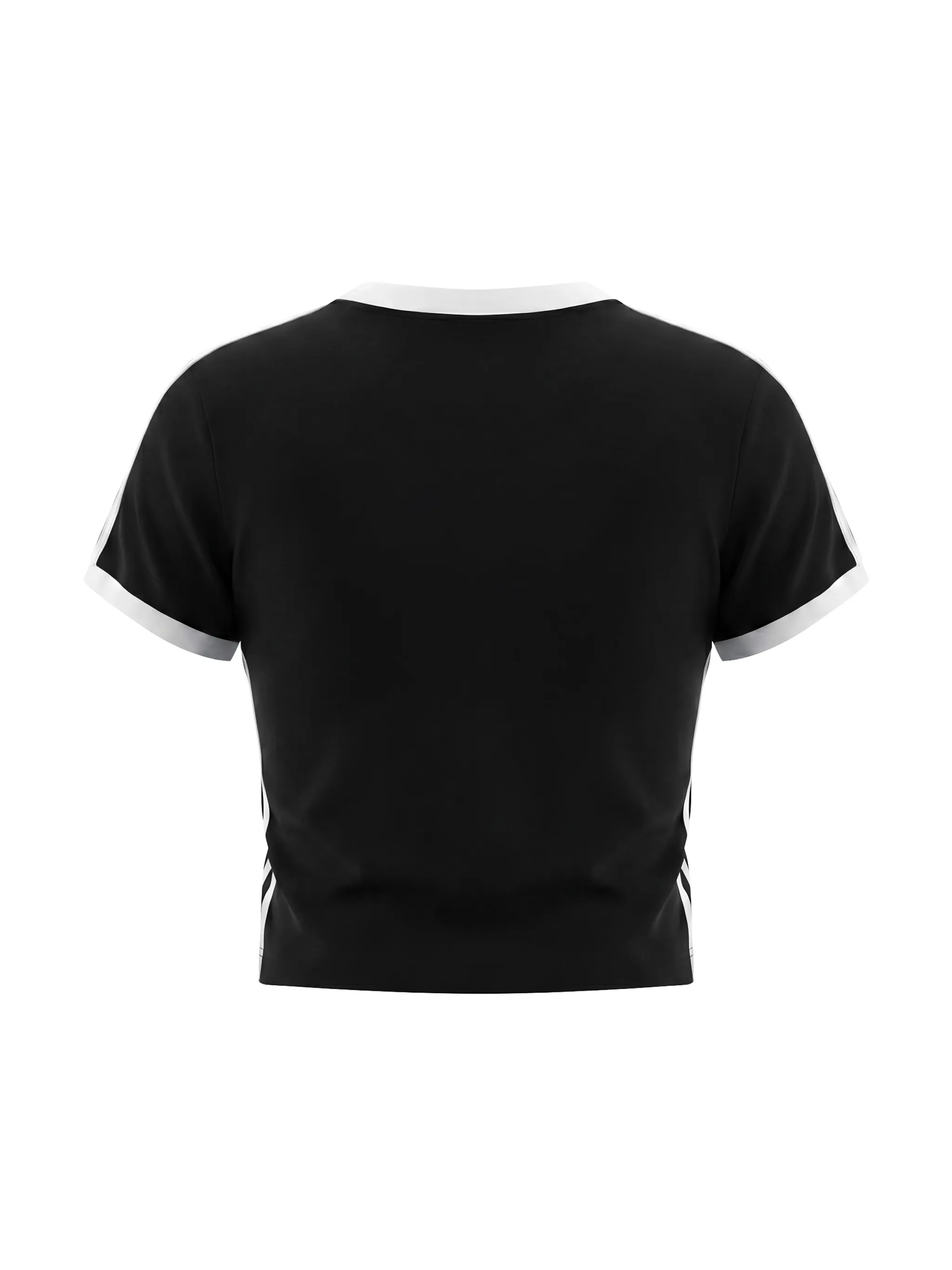 Women's Retro Binding V-Neck Crop T-Shirt