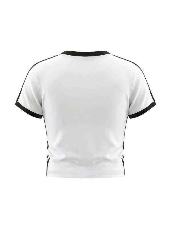 Women's Retro Binding V-Neck Crop T-Shirt