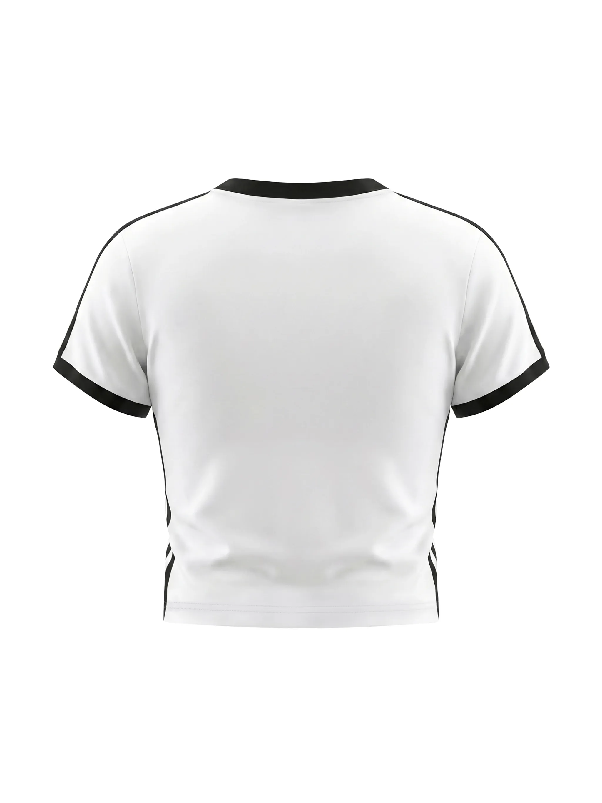 Women's Retro Binding V-Neck Crop T-Shirt