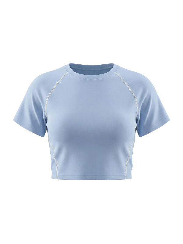 Women's Contrast Stitch Raglan Crop T-Shirt