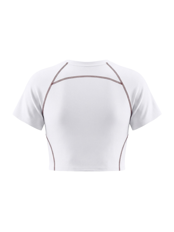 Women's Contrast Stitch Raglan Crop T-Shirt