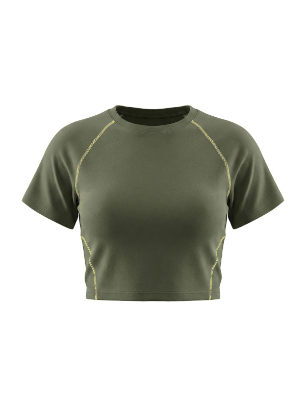 Women's Contrast Stitch Raglan Crop T-Shirt