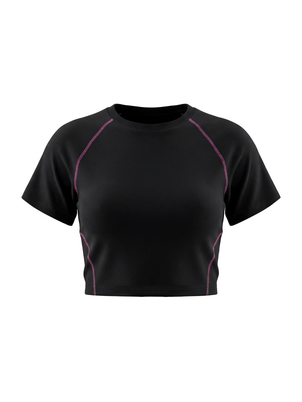 Women's Contrast Stitch Raglan Crop T-Shirt