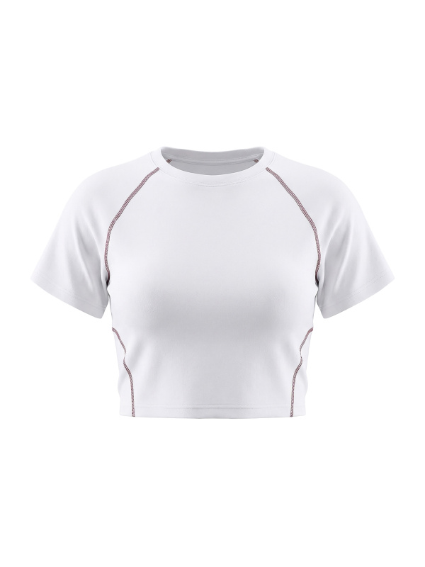 Women's Contrast Stitch Raglan Crop T-Shirt