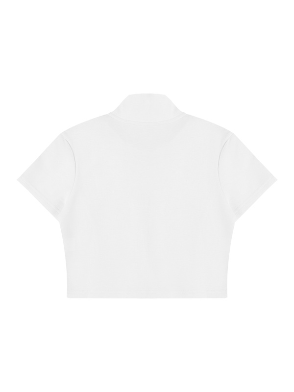 Women's Cropped Full Zip Short Sleeve T-Shirt