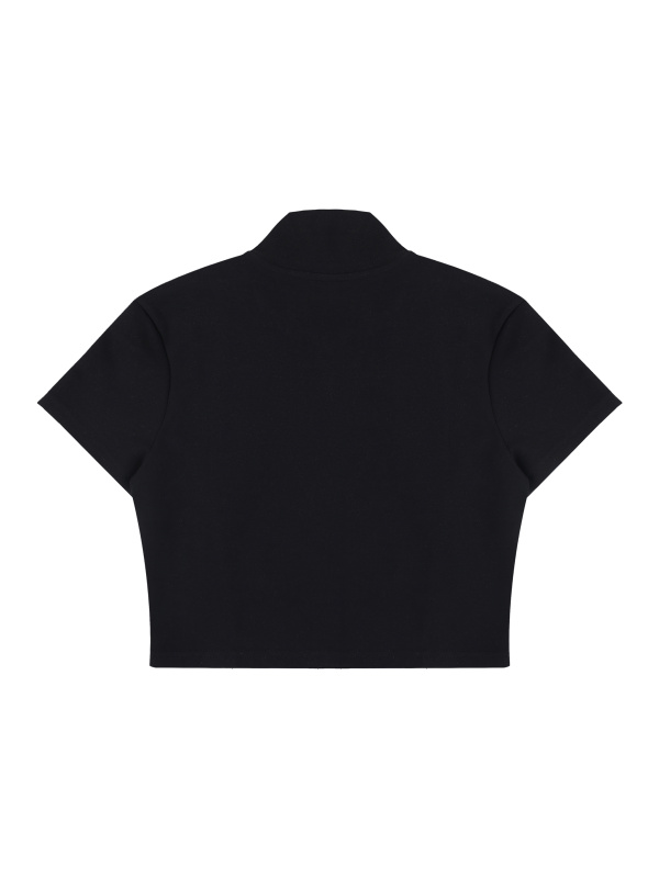 Women's Cropped Full Zip Short Sleeve T-Shirt