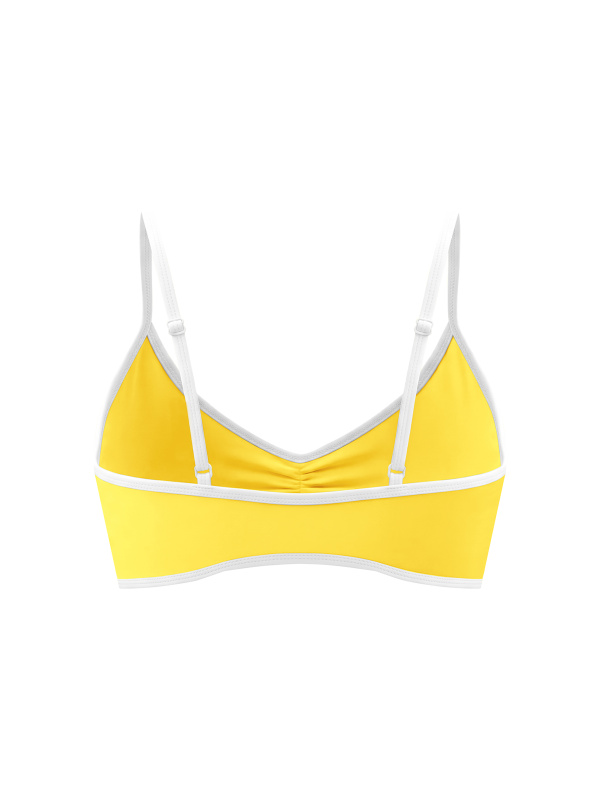 Women's Color Block Ruched V-Neck Sports Bra