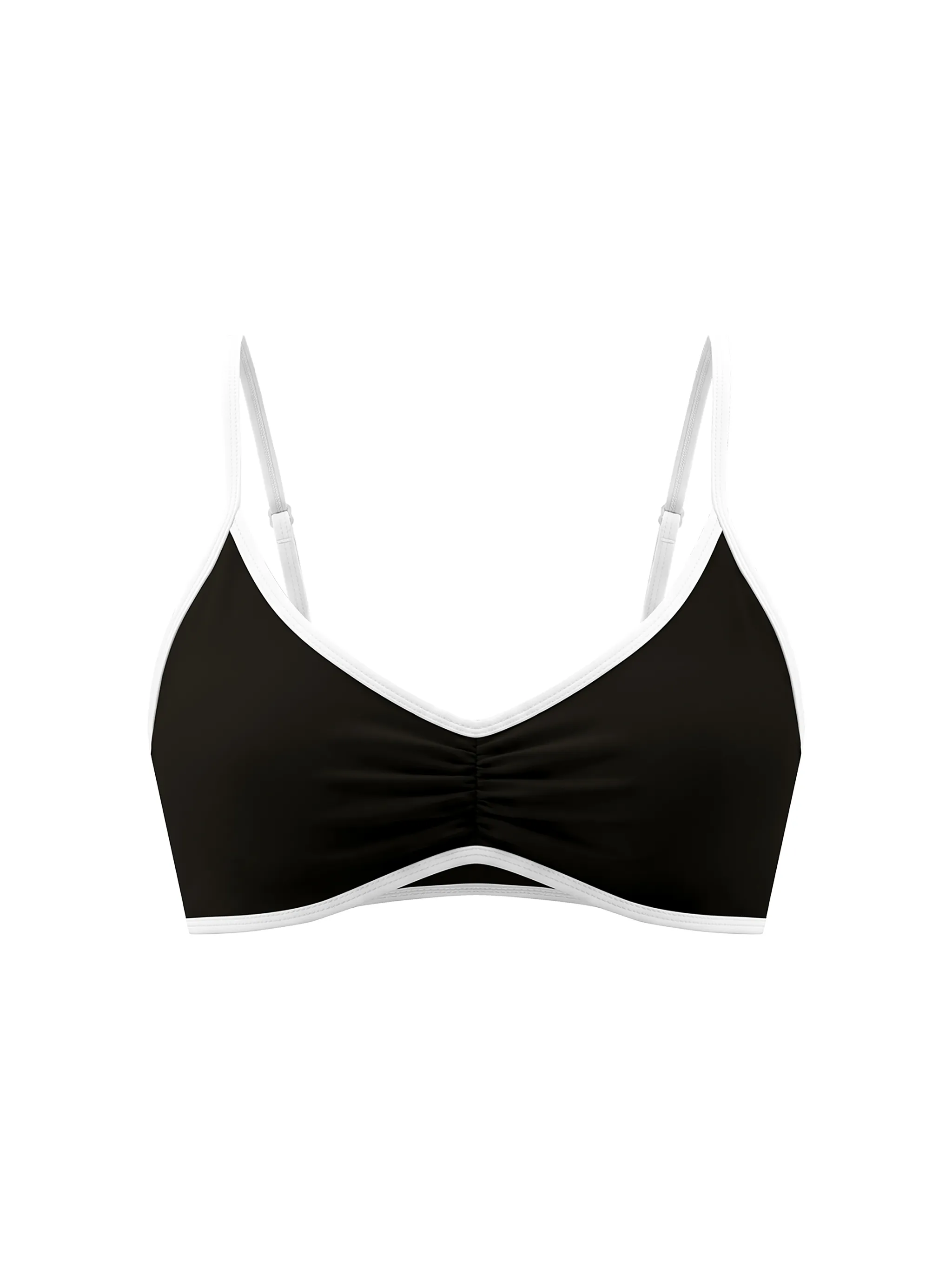 Women's Color Block Ruched V-Neck Sports Bra