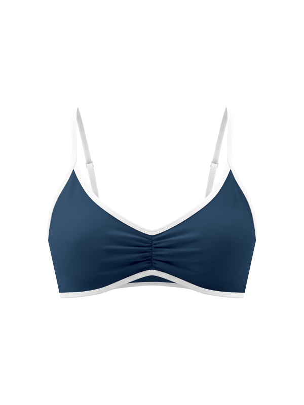 Women's Color Block Ruched V-Neck Sports Bra