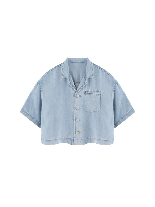 Women's Vintage Wash Boxy Cropped Shirt