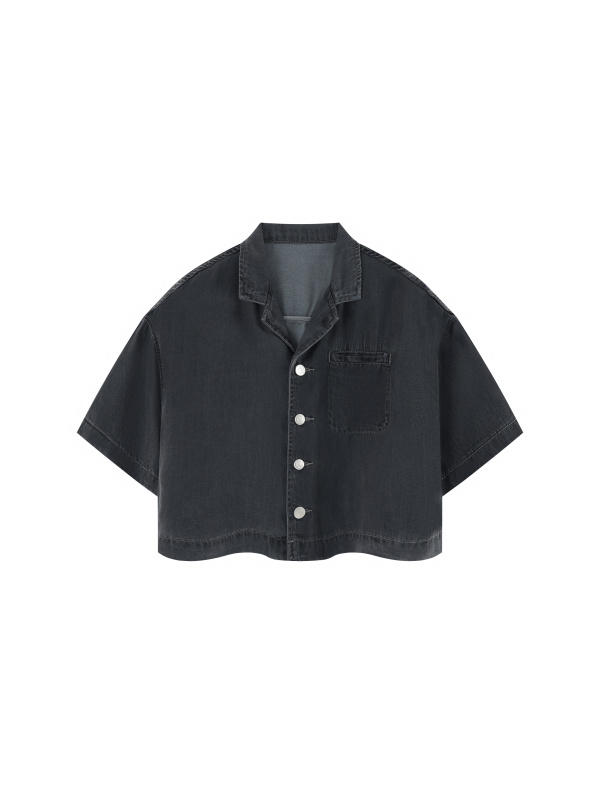 Women's Vintage Wash Boxy Cropped Shirt