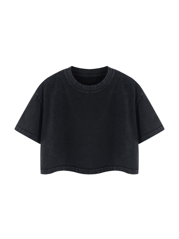 Women's Mineral Wash Cotton Crop T-Shirt