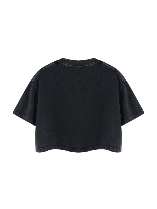 Women's Mineral Wash Cotton Crop T-Shirt