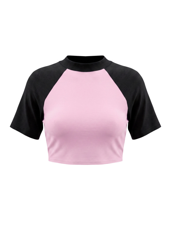 Women’s Color Block Raglan Crop T-Shirt