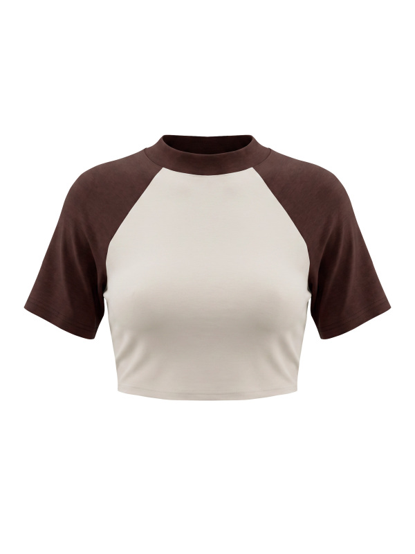 Women’s Color Block Raglan Crop T-Shirt