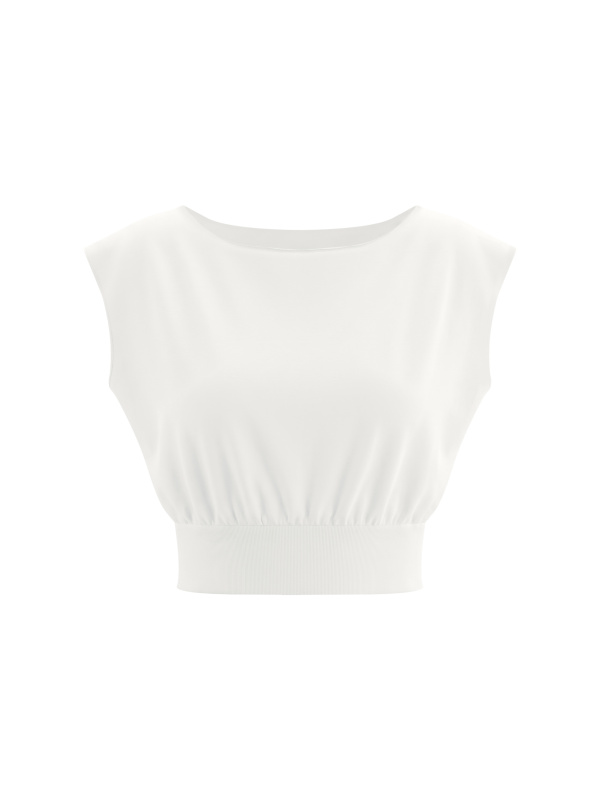 Women’s Boatneck Raw Edge Crop T-Shirt